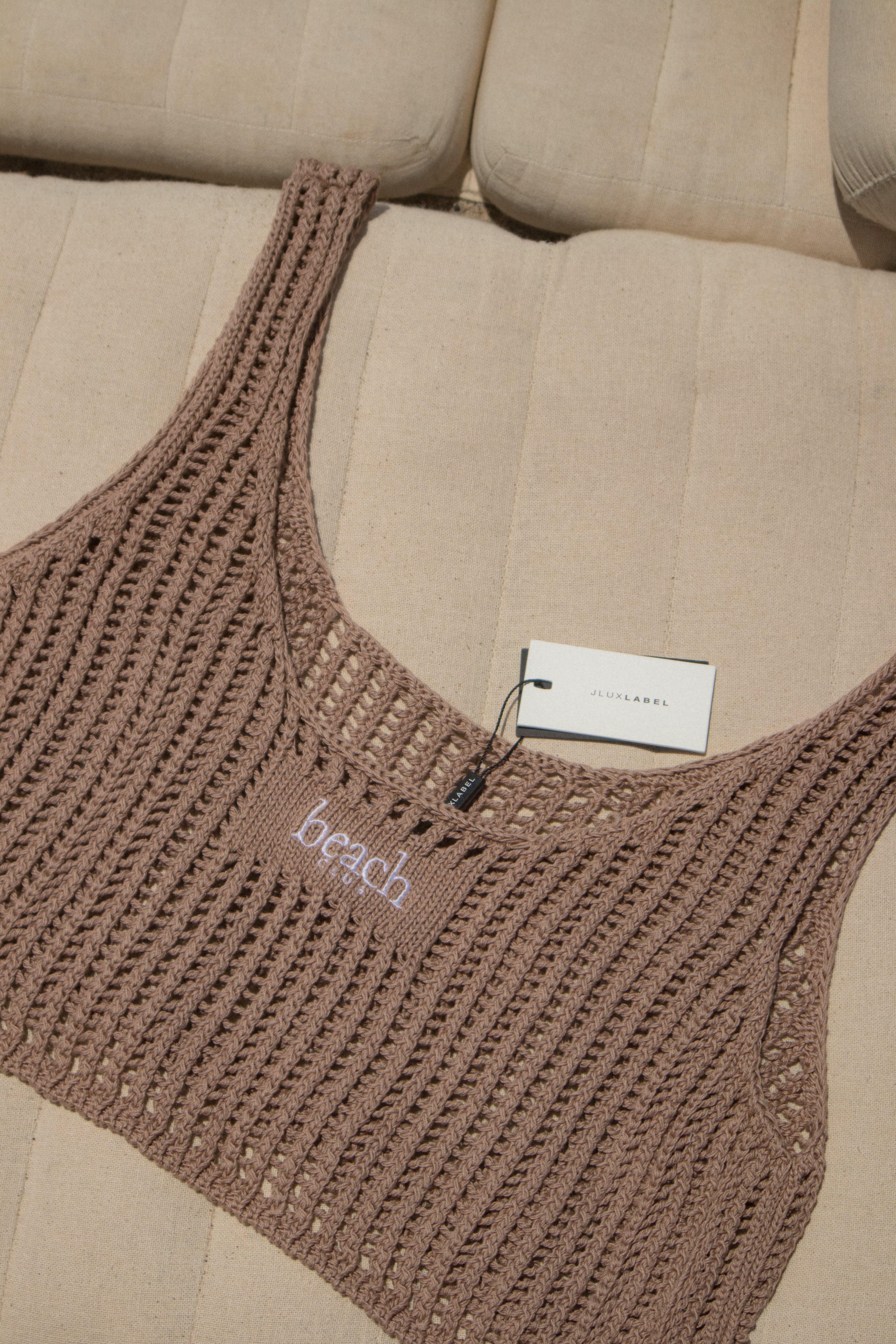 Beige Beach Club Crochet Top