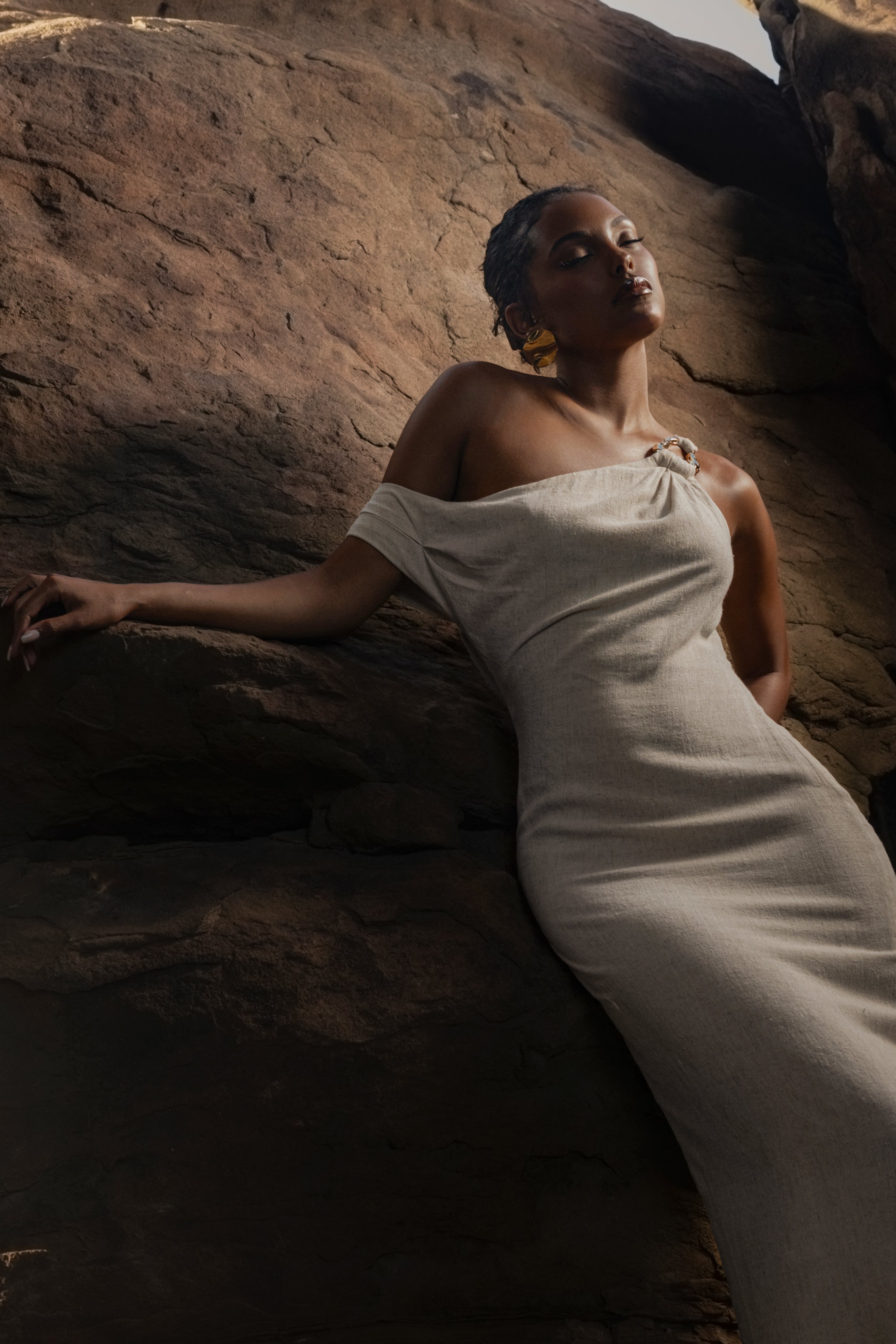 Beige Escape Linen Dress