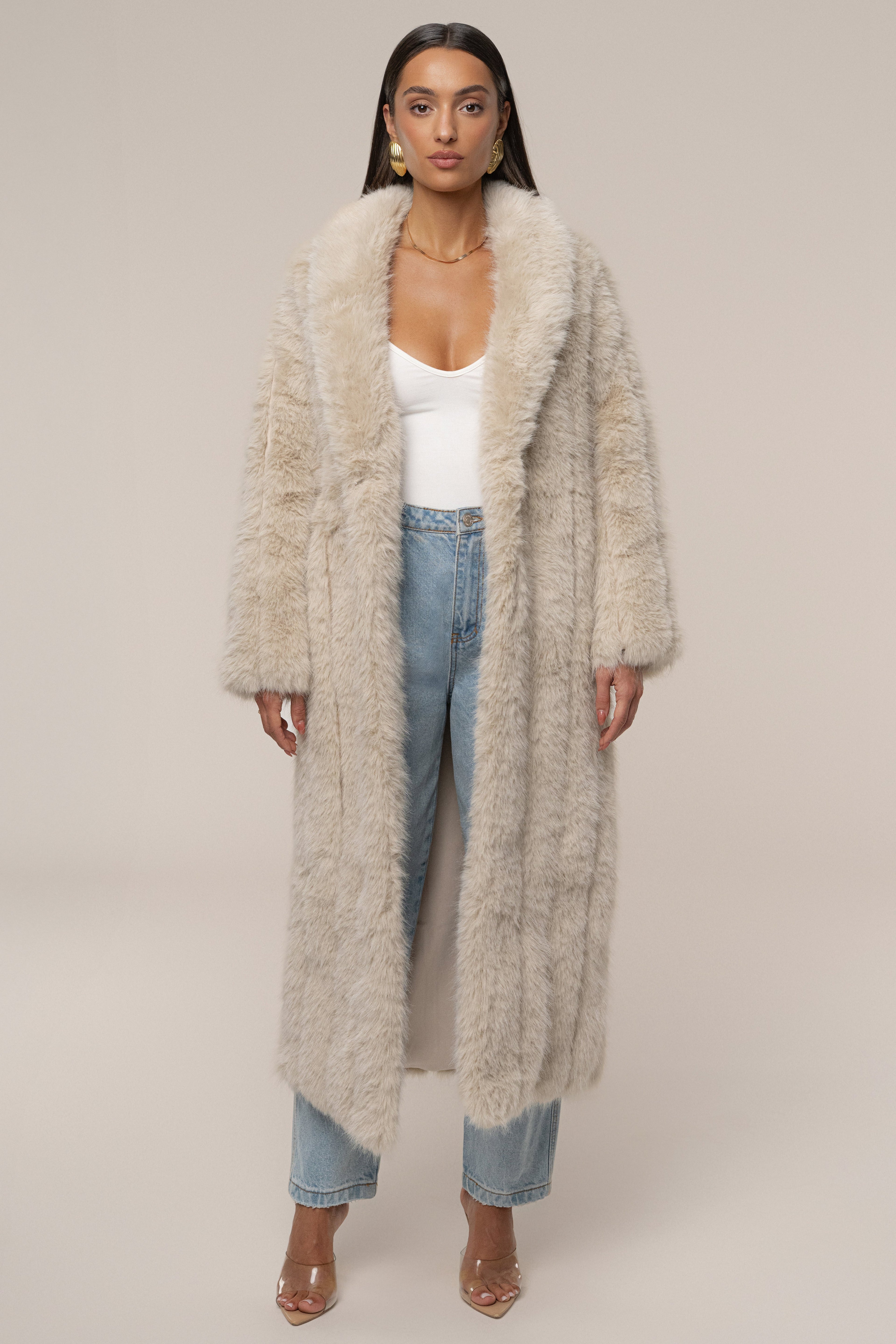 Beige Manhattan Faux Fur Coat