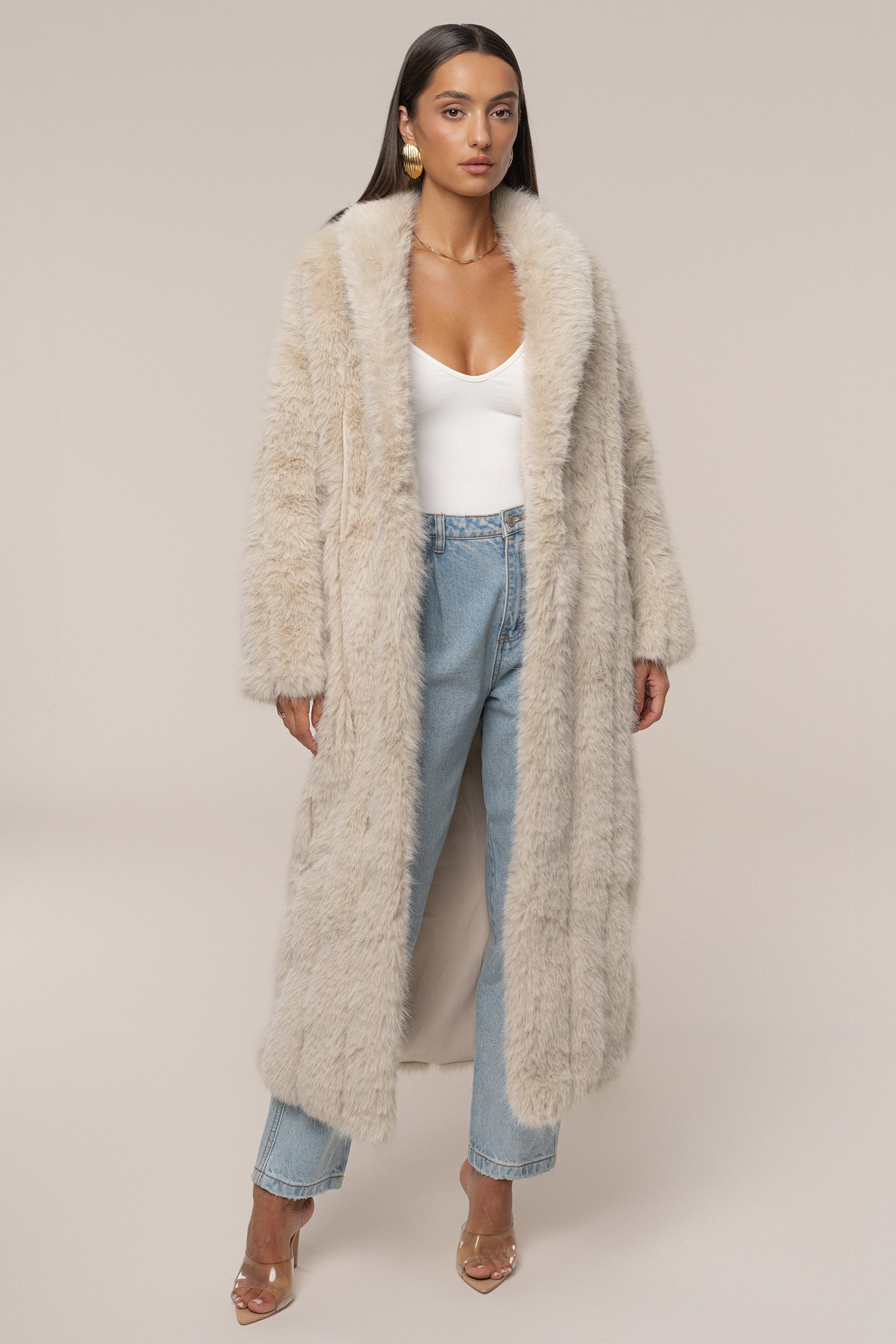 Beige Manhattan Faux Fur Coat