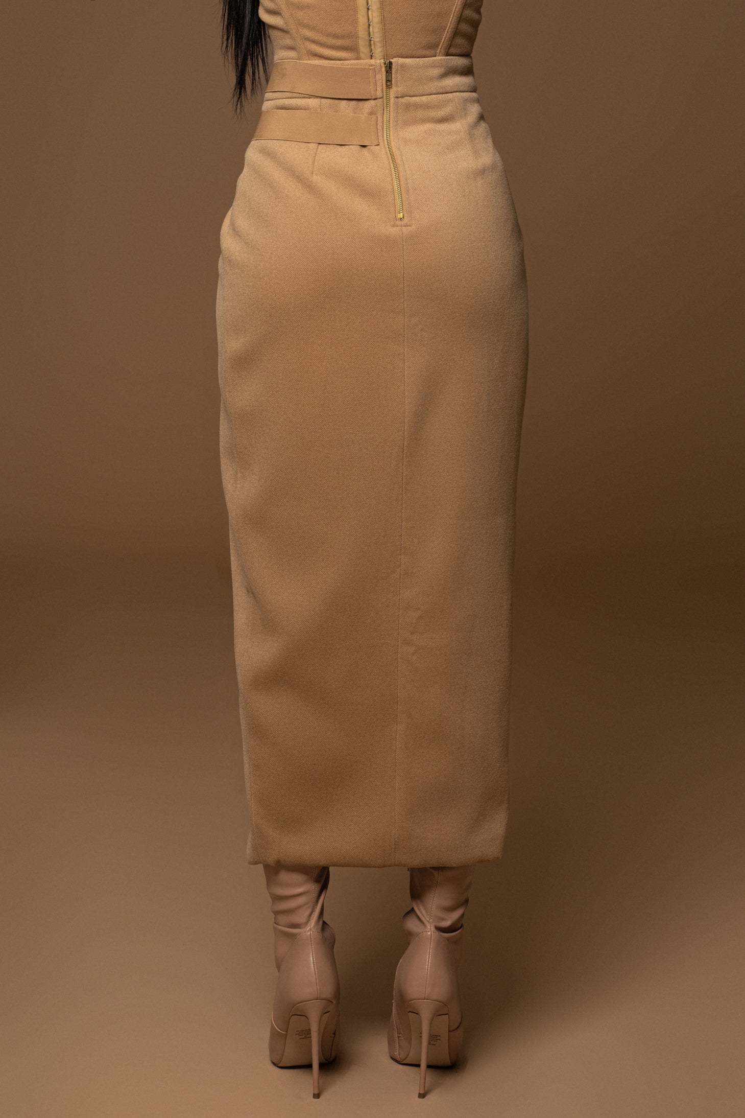 Beige GISELE SLIT SKIRT