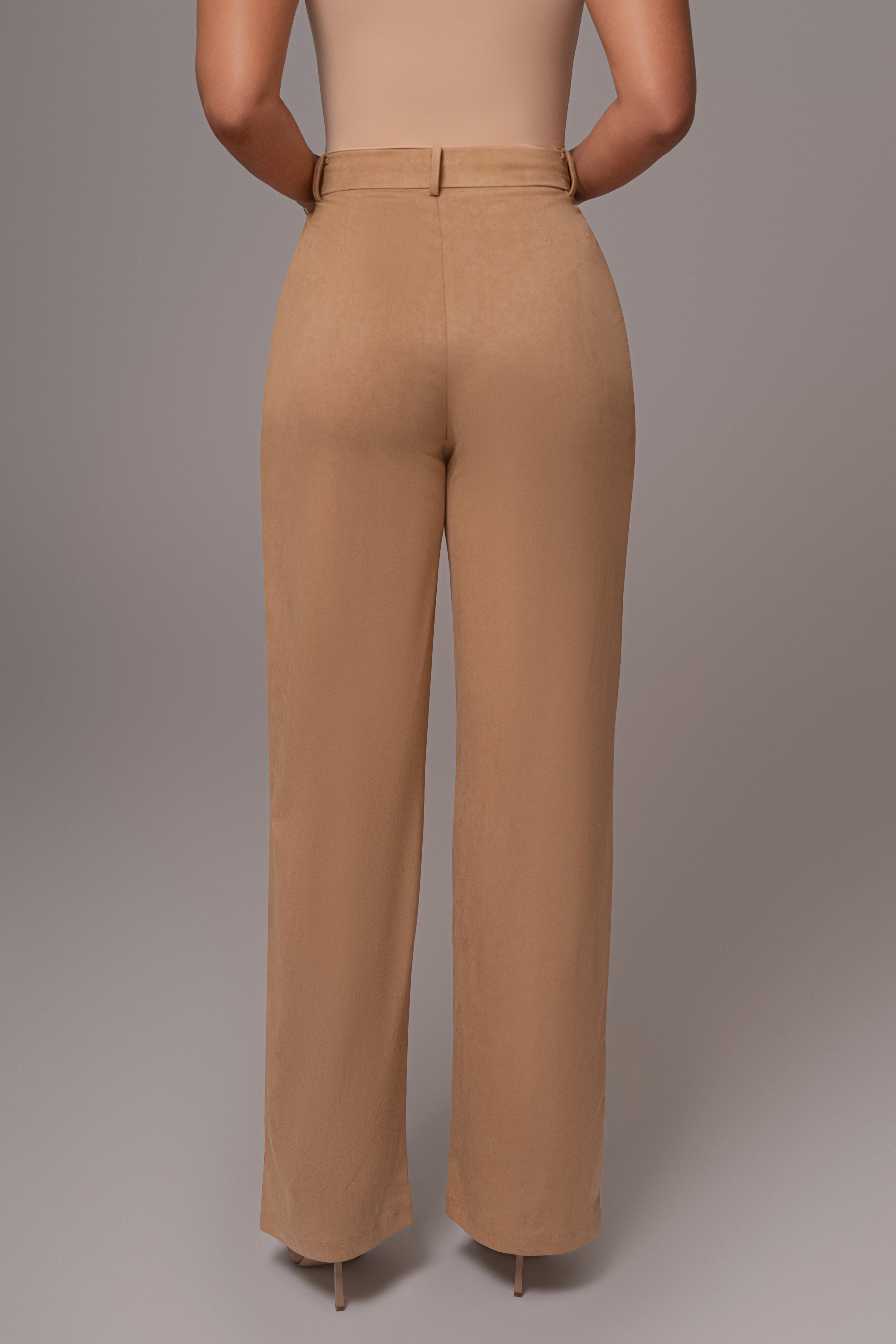 Beige Classic High Rise Trousers