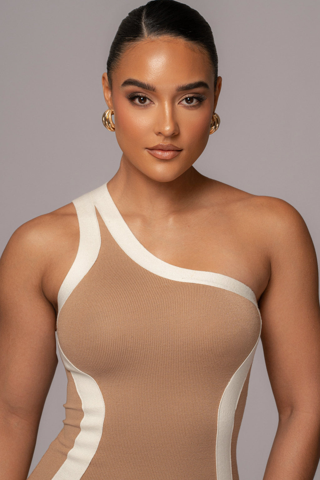 Beige Breann Contrast Maxi Dress