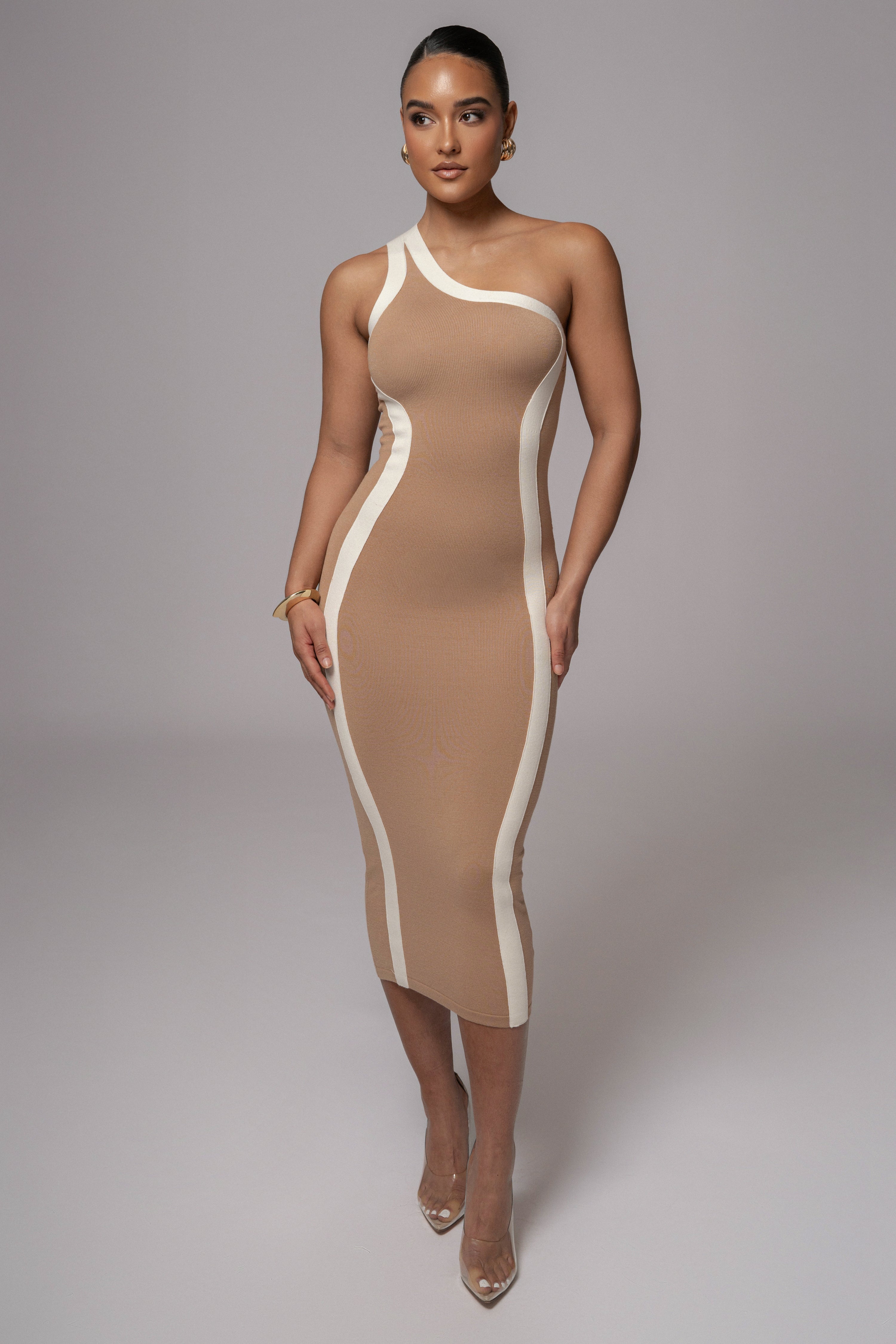Beige Breann Contrast Maxi Dress