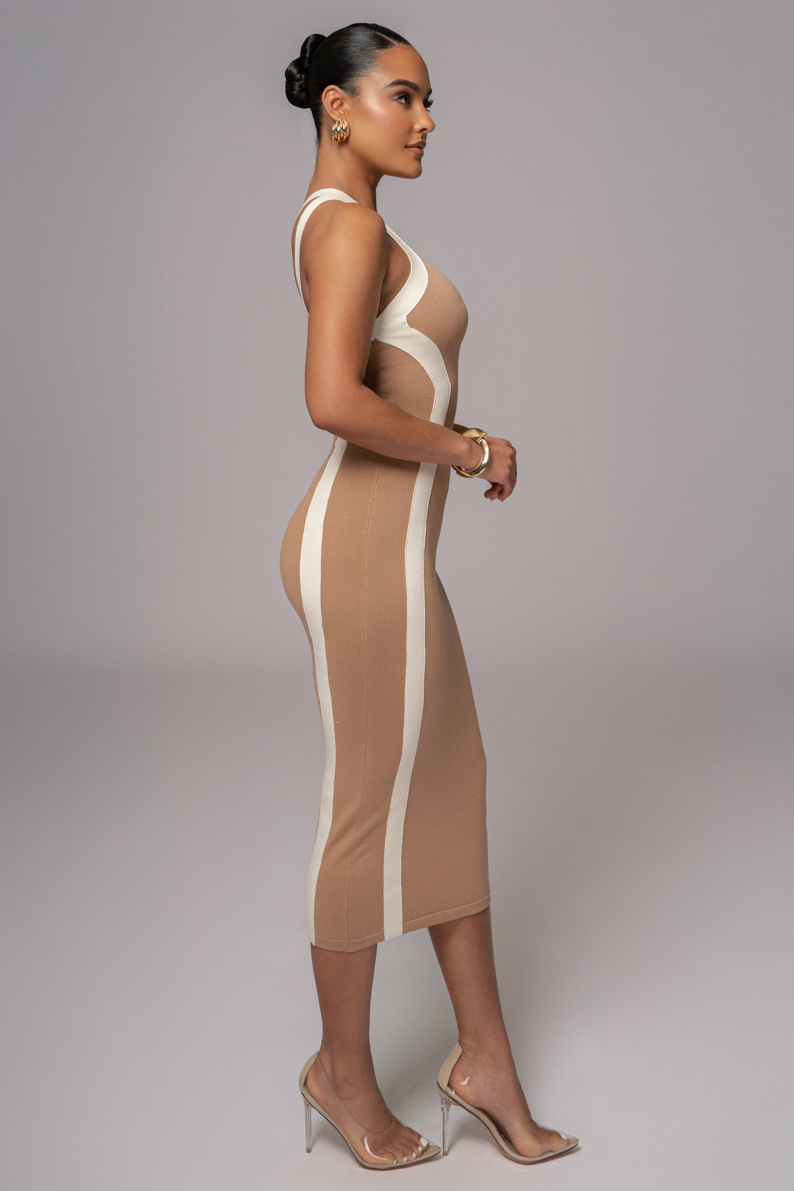 Beige Breann Contrast Maxi Dress