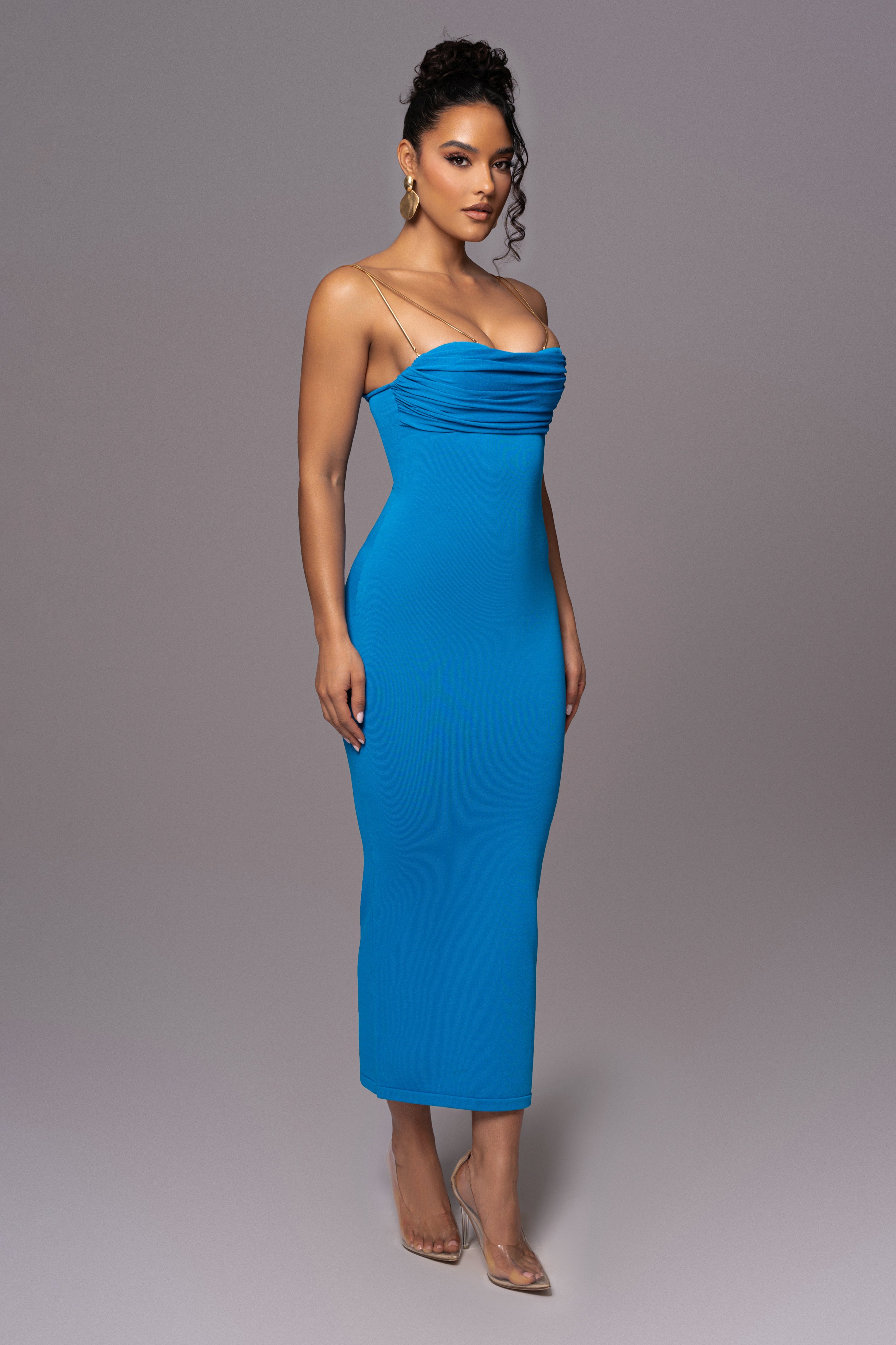 Aqua La Lune Drape Midi Dress