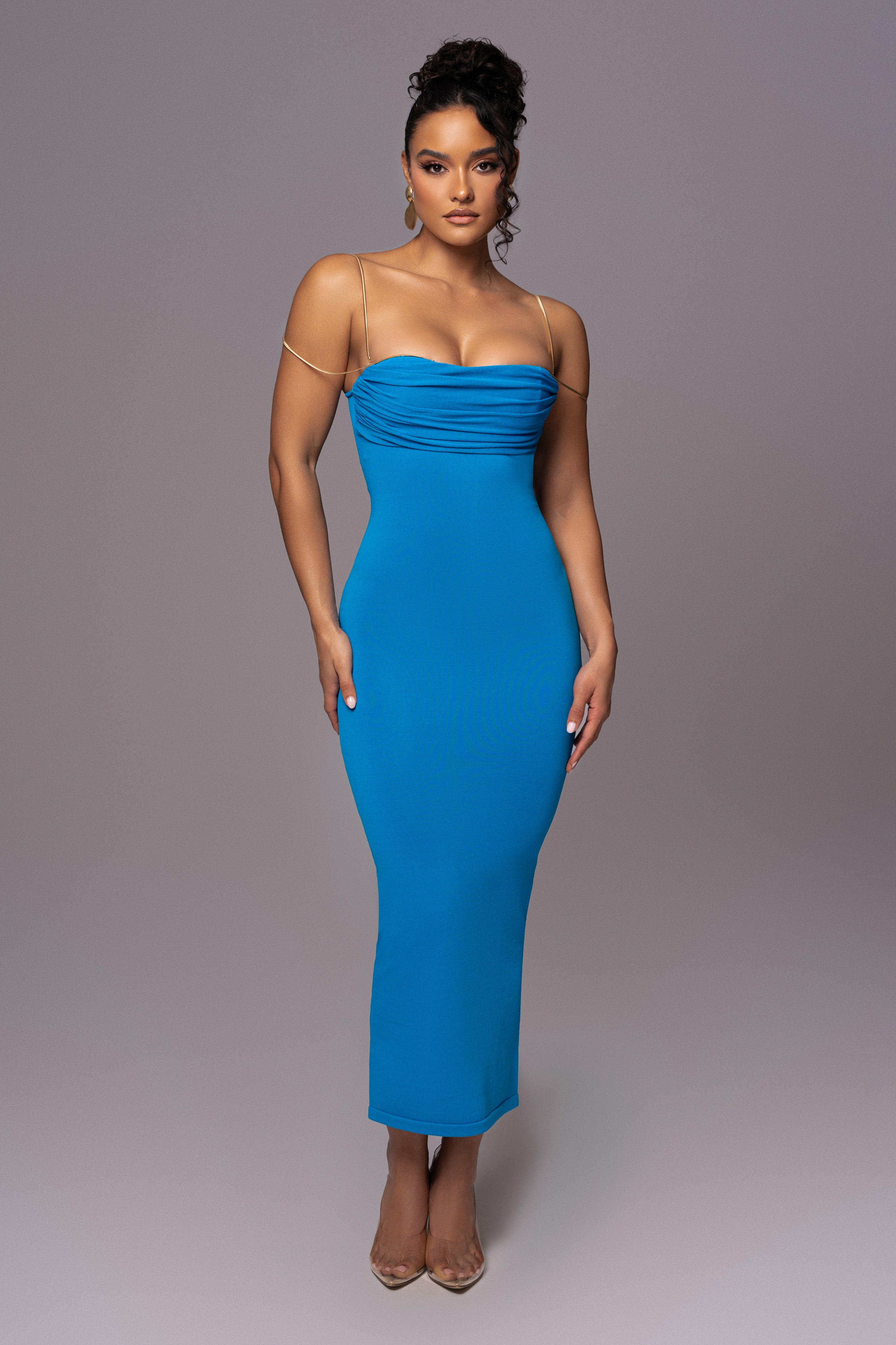 Aqua La Lune Drape Midi Dress