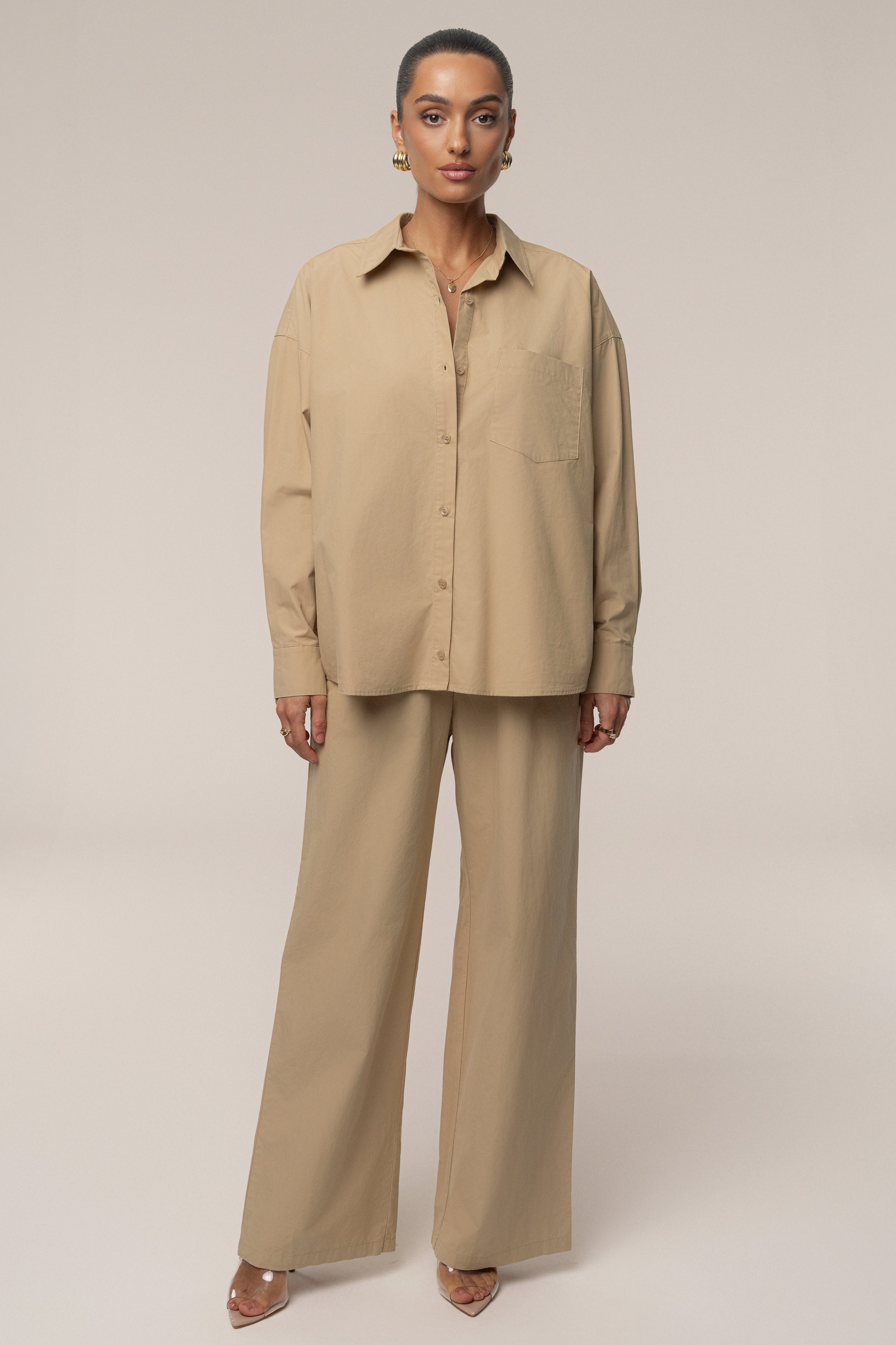 Beige Leon Poplin Pant