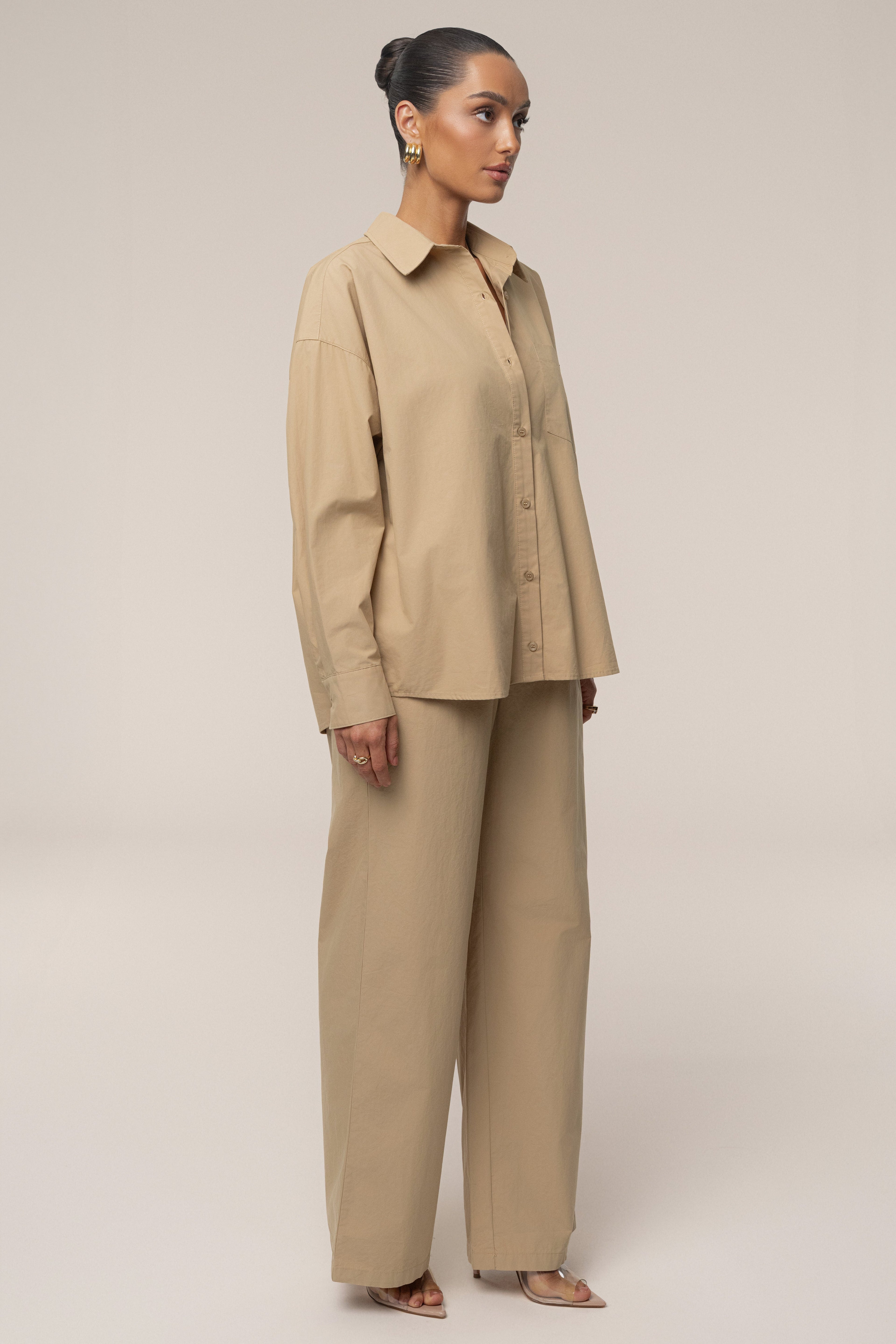 Beige Leon Poplin Pant