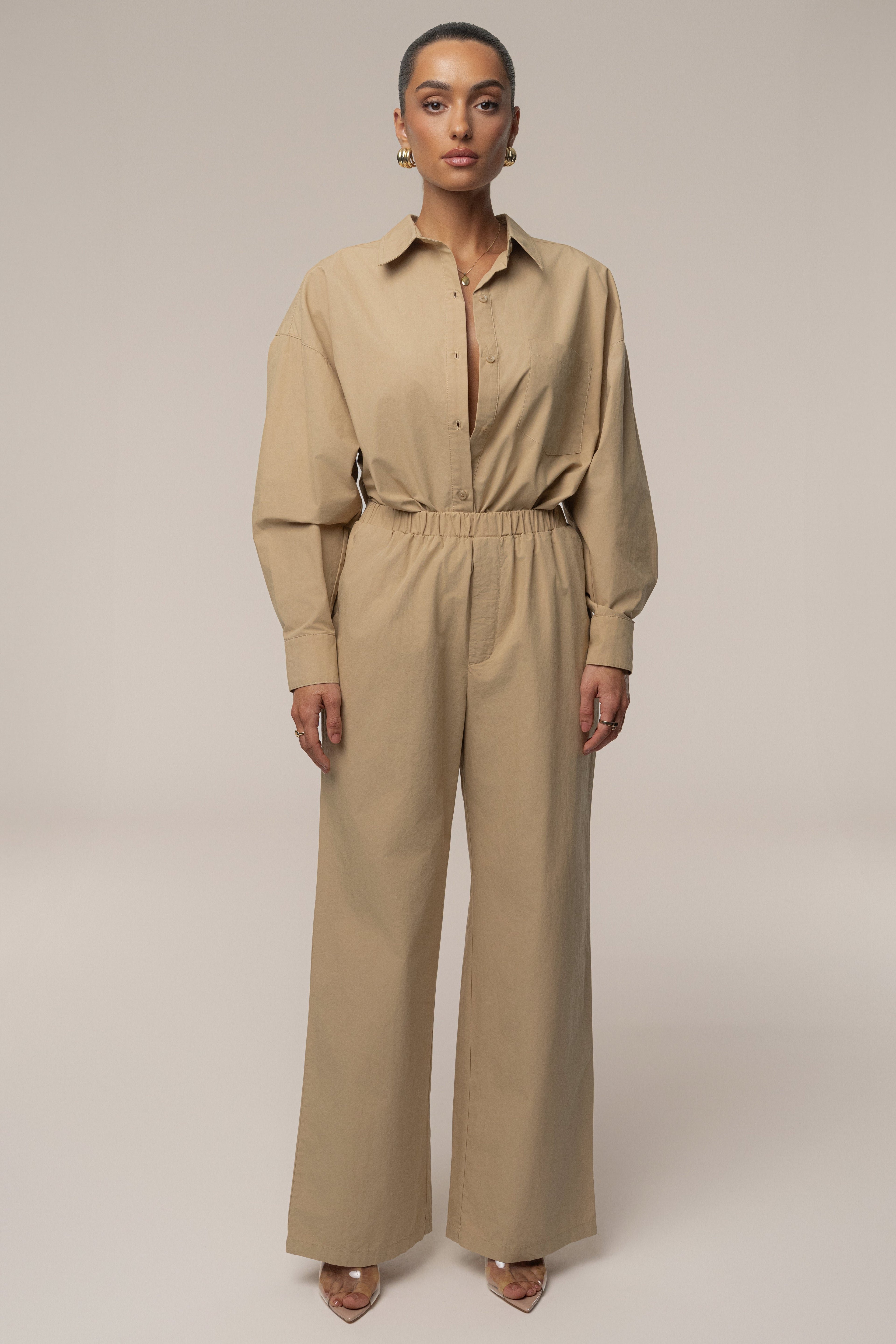 Beige Leon Poplin Pant