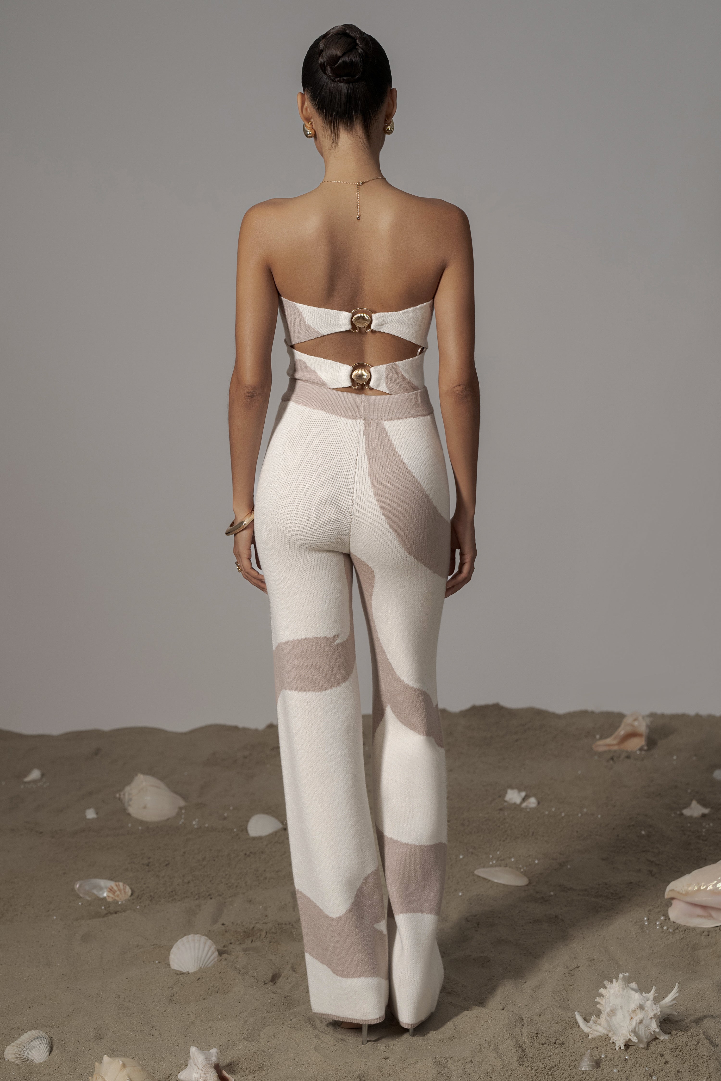 Beige Abstract Tropic Oasis Top