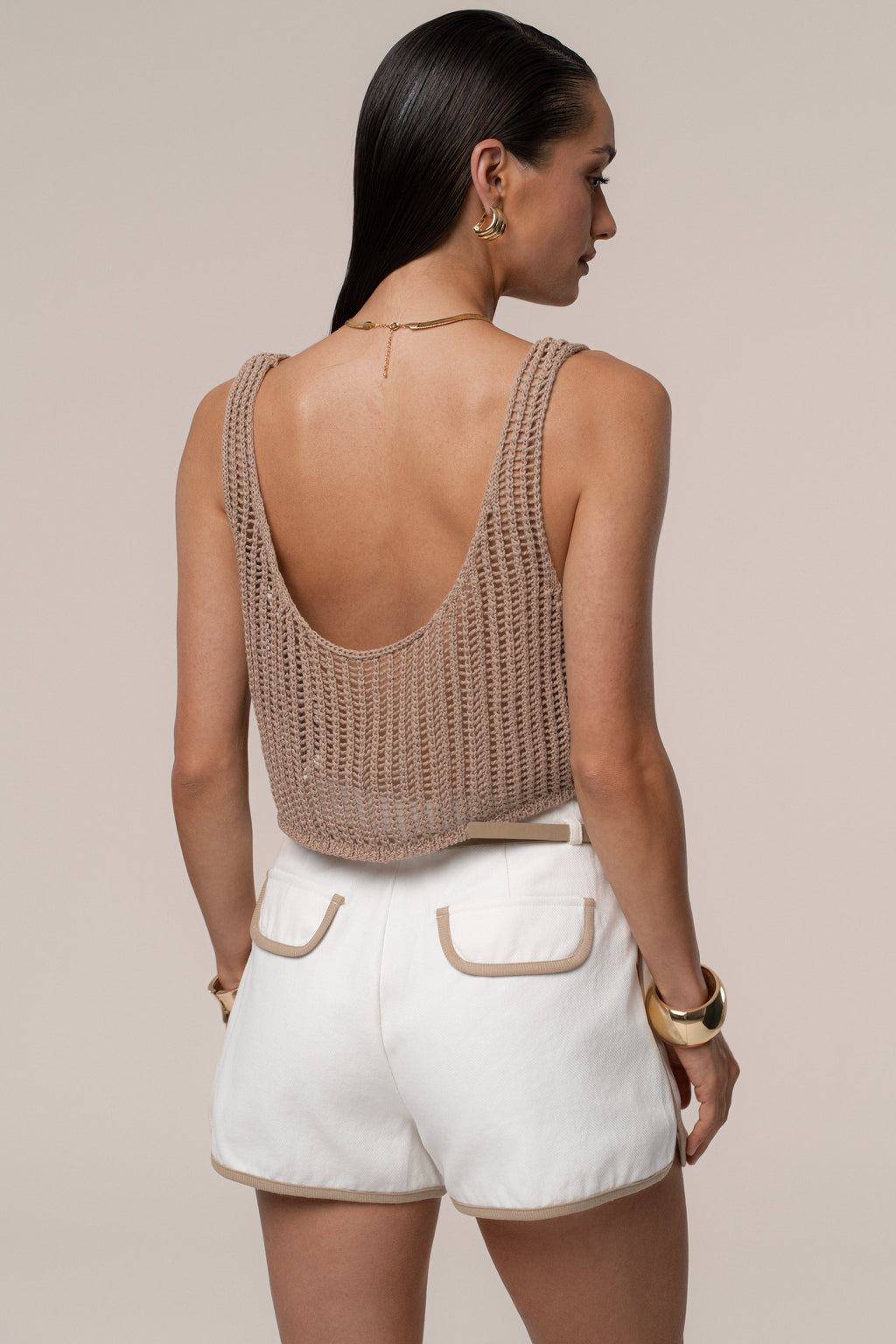 Beige Beach Club Crochet Top