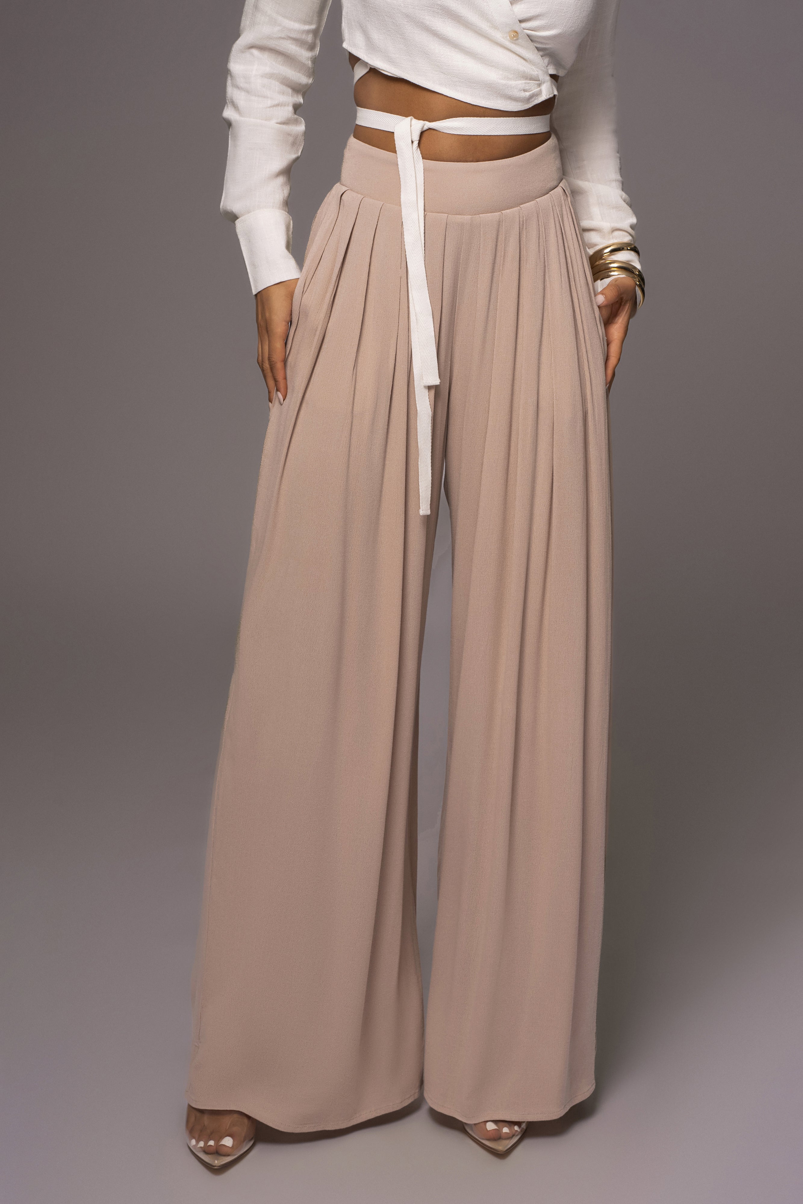 Beige After Sunset Pleated Pants
