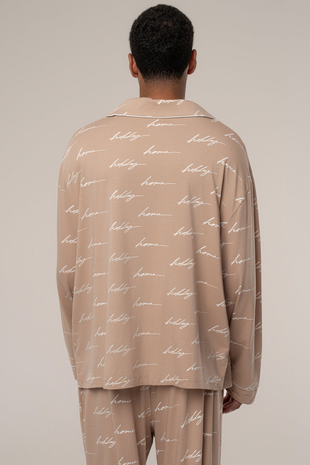 Beige Home For The Holidays Adult Pajama Set