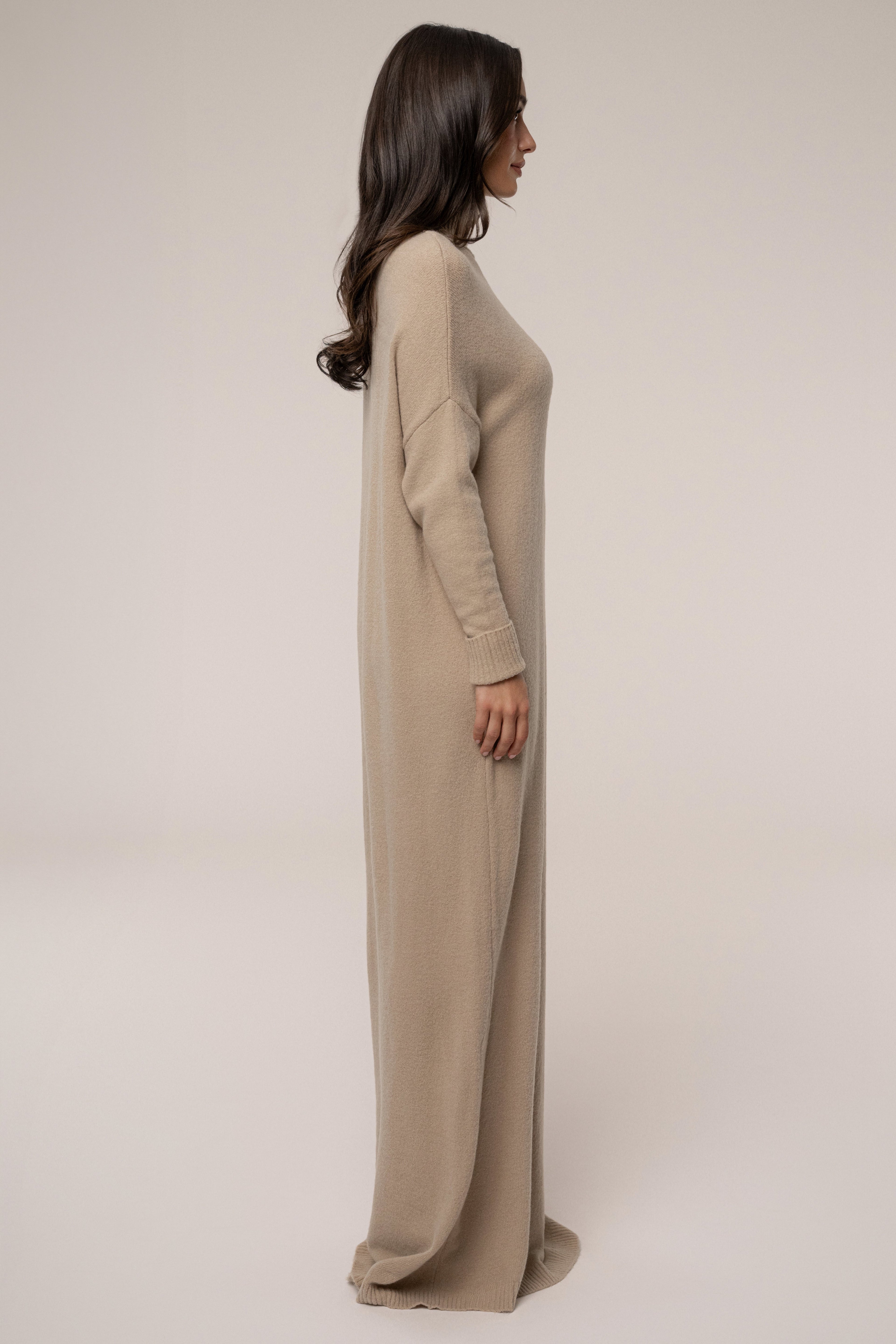 Beige Hartley Knit Maxi Dress