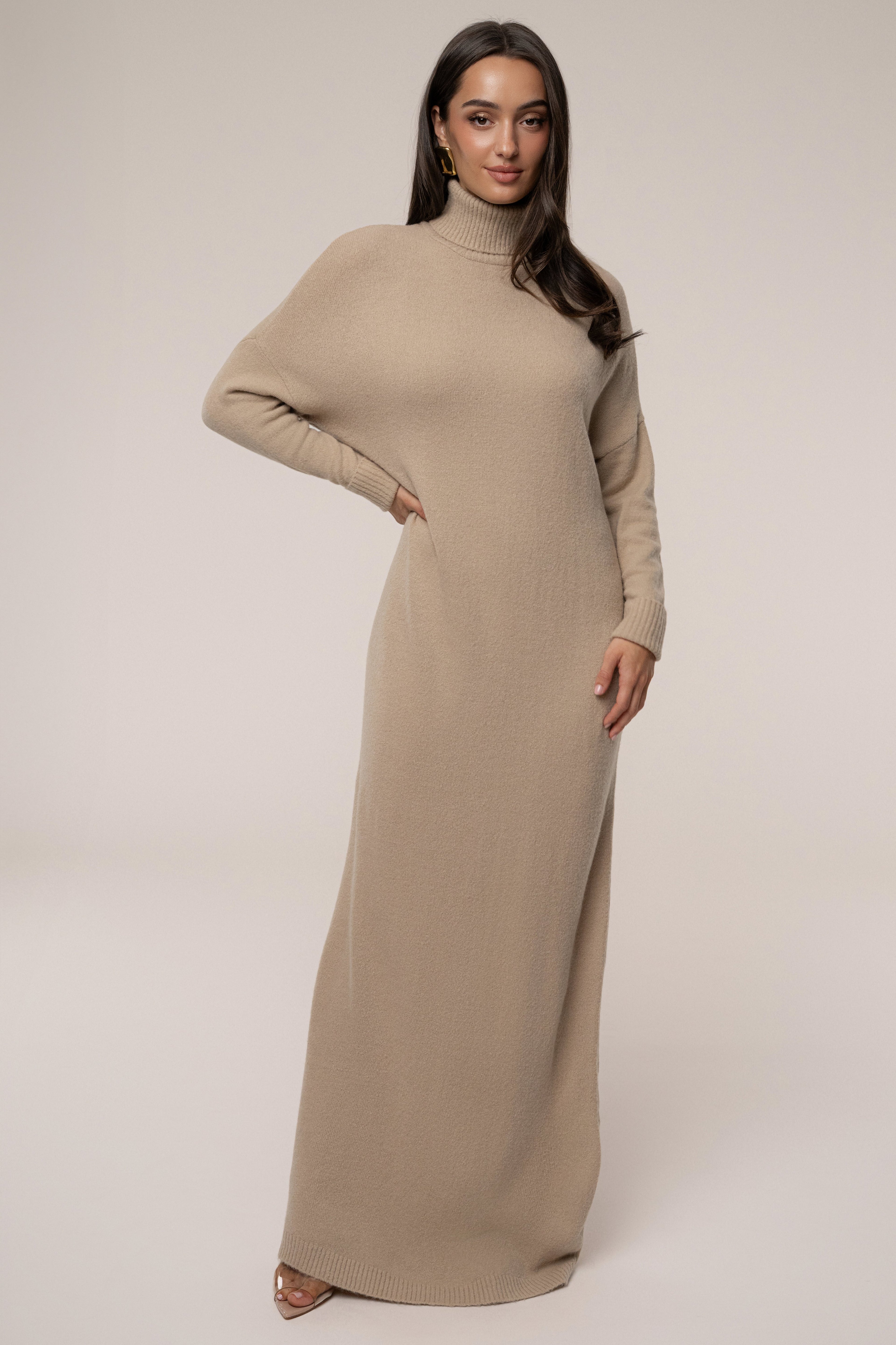Beige Hartley Knit Maxi Dress
