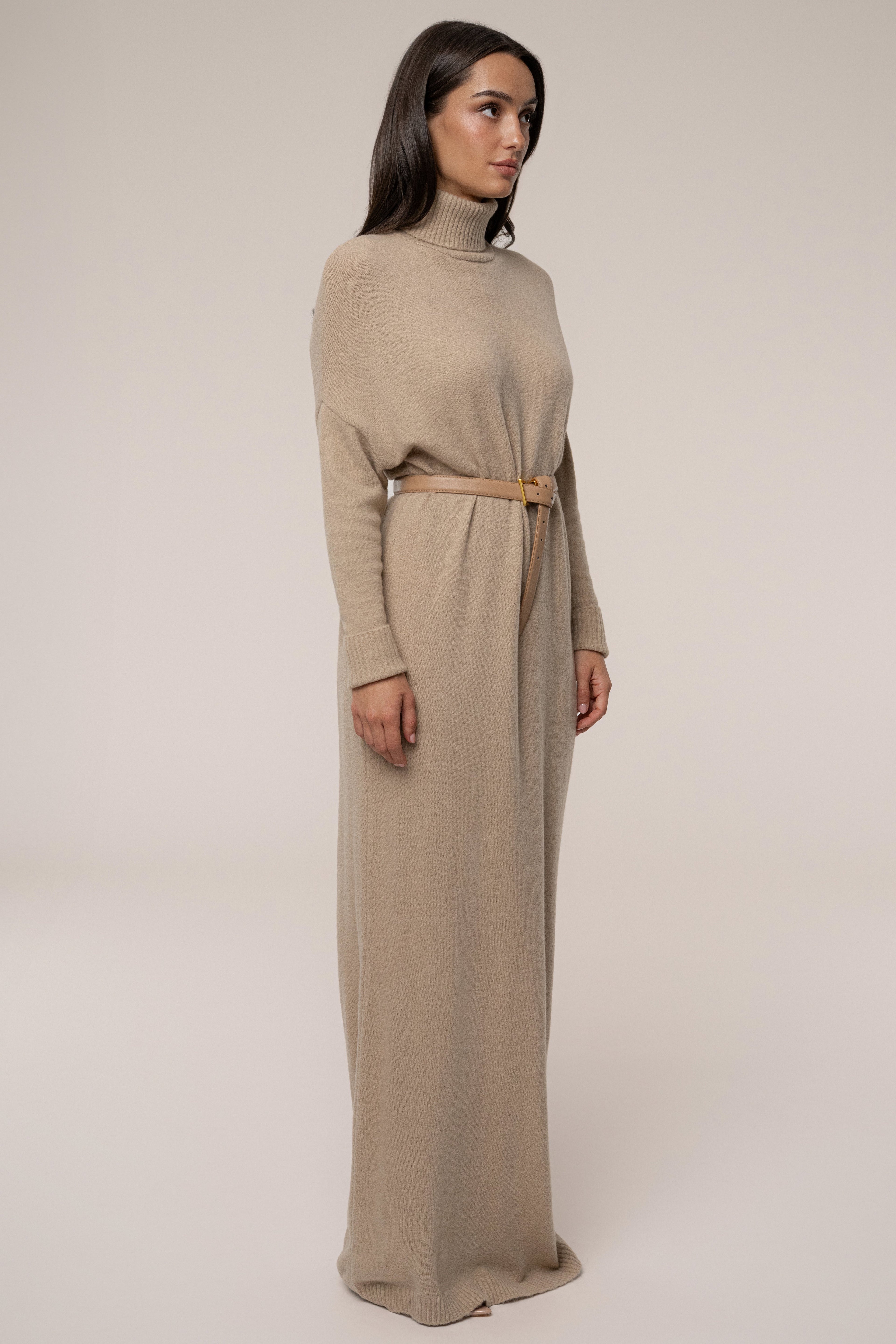 Beige Hartley Knit Maxi Dress