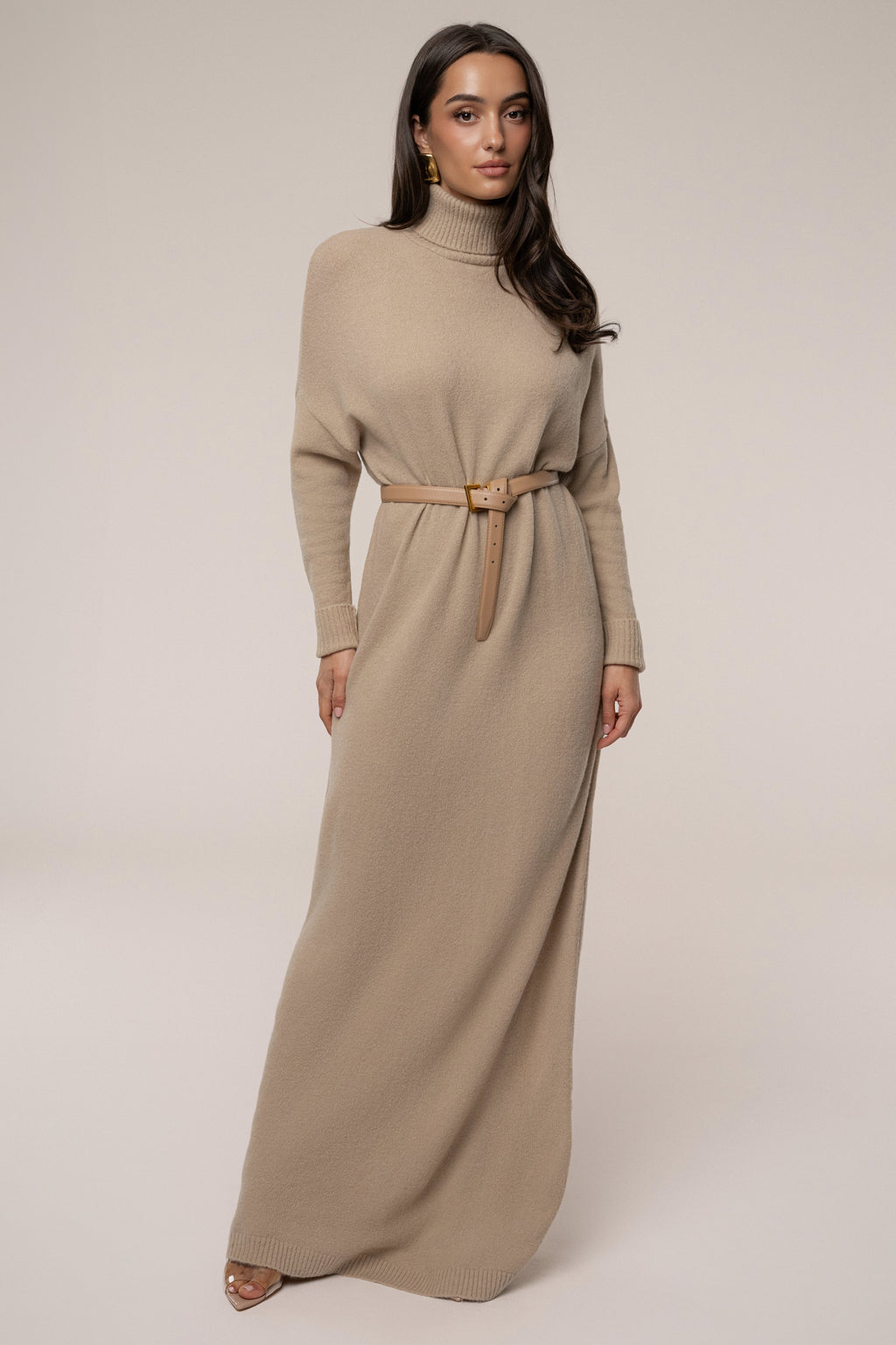 Beige Hartley Knit Maxi Dress