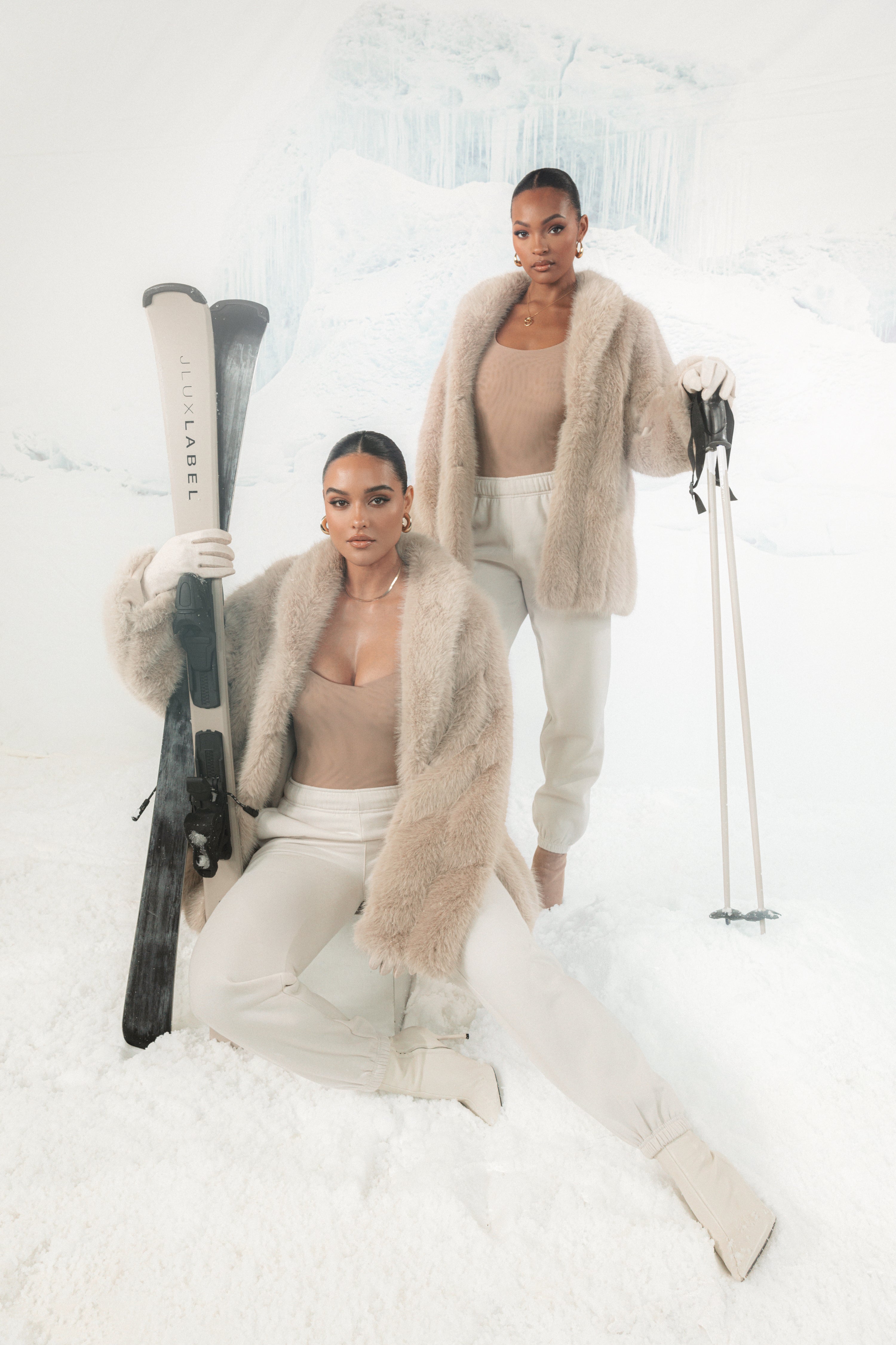 Beige Cropped Manhattan Faux Fur Coat